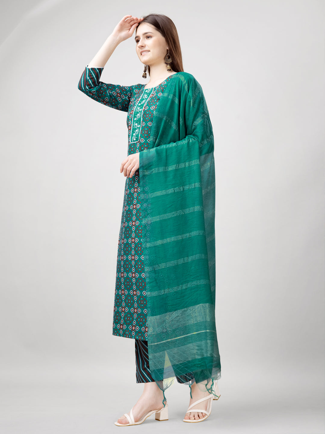 Jyoti Fashion Women's Rama Rayon Printed with Embroidered Kurta Set - Distacart