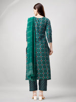 Thumbnail for Jyoti Fashion Women's Rama Rayon Printed with Embroidered Kurta Set - Distacart