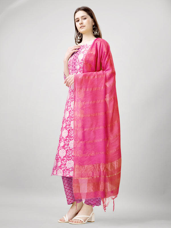 Jyoti Fashion Women's Pink Rayon Printed with Embroidered Kurta Set - Distacart