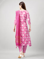 Thumbnail for Jyoti Fashion Women's Pink Rayon Printed with Embroidered Kurta Set - Distacart