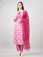 Thumbnail for Jyoti Fashion Women's Pink Rayon Printed with Embroidered Kurta Set - Distacart