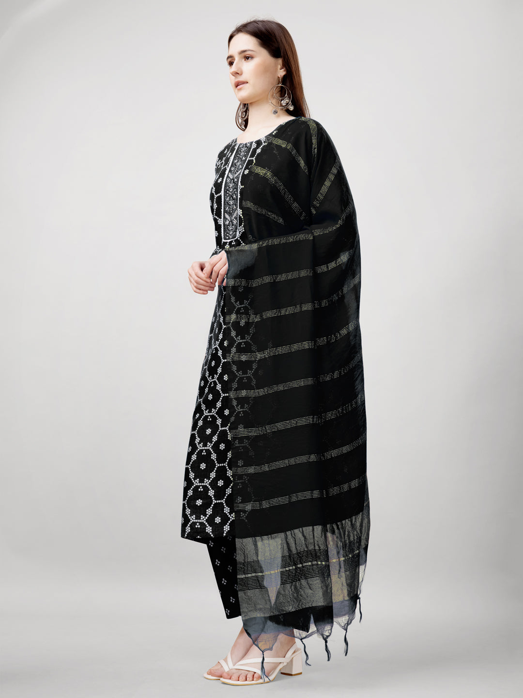 Jyoti Fashion Women's Black Rayon Printed with Embroidered Kurta Set - Distacart
