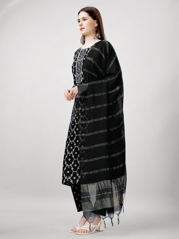 Jyoti Fashion Women's Black Rayon Printed with Embroidered Kurta Set - Distacart