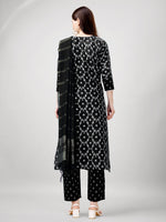 Thumbnail for Jyoti Fashion Women's Black Rayon Printed with Embroidered Kurta Set - Distacart