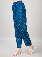 Thumbnail for Jyoti Fashion Women's Blue Rayon Printed with Embroidered Kurta Set - Distacart