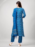 Thumbnail for Jyoti Fashion Women's Blue Rayon Printed with Embroidered Kurta Set - Distacart