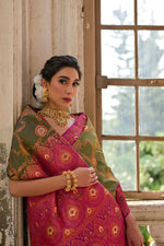 Thumbnail for Jyoti Fashion Women's Mehendi Banarasi Silk Zari Woven Traditional Saree with Blouse - Distacart