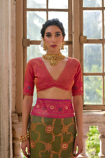 Thumbnail for Jyoti Fashion Women's Mehendi Banarasi Silk Zari Woven Traditional Saree with Blouse - Distacart