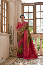 Thumbnail for Jyoti Fashion Women's Mehendi Banarasi Silk Zari Woven Traditional Saree with Blouse - Distacart