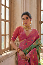 Thumbnail for Jyoti Fashion Women's Pista Green Banarasi Silk Zari Woven Traditional Saree with Blouse - Distacart