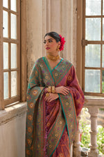 Thumbnail for Jyoti Fashion Women's Wine Banarasi Silk Zari Woven Traditional Saree with Blouse - Distacart