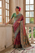 Thumbnail for Jyoti Fashion Women's Wine Banarasi Silk Zari Woven Traditional Saree with Blouse - Distacart
