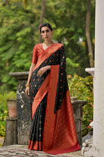 Thumbnail for Jyoti Fashion Women's Black Banarasi Silk Zari Woven Traditional Saree with Blouse - Distacart