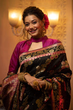 Thumbnail for Jyoti Fashion Women's Black Soft Banarasi Silk Zari Woven Traditional Saree with Blouse - Distacart