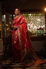 Thumbnail for Jyoti Fashion Women's Red Soft Banarasi Silk Zari Woven Traditional Saree with Blouse - Distacart