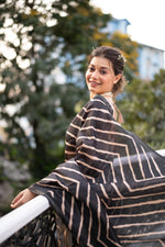 Thumbnail for Jyoti Fashion Women's Black Tussar Silk Leheriya Print with Zari Border Saree with Blouse - Distacart