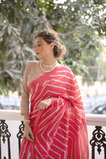 Thumbnail for Jyoti Fashion Women's Gajri Tussar Silk Leheriya Print with Zari Border Saree with Blouse - Distacart