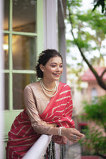Thumbnail for Jyoti Fashion Women's Gajri Tussar Silk Leheriya Print with Zari Border Saree with Blouse - Distacart