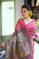 Thumbnail for Jyoti Fashion Women's Pink Tussar Silk Leheriya Print with Zari Border Saree with Blouse - Distacart