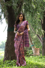 Thumbnail for Jyoti Fashion Women's Purple Soft Tussar Silk Printed and Zari Woven Saree with Blouse - Distacart