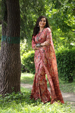 Thumbnail for Jyoti Fashion Women's Maroon Soft Tussar Silk Printed and Zari Woven Saree with Blouse - Distacart