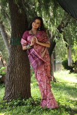 Thumbnail for Jyoti Fashion Women's Wine Soft Tussar Silk Printed and Zari Woven Saree with Blouse - Distacart