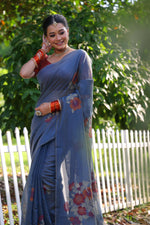 Thumbnail for Jyoti Fashion Women's Blue Soft Muga Cotton Resham Jamdani Weaving Traditional Saree with Blouse - Distacart