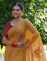 Thumbnail for Jyoti Fashion Women's Mustard Soft Muga Cotton Resham Jamdani Weaving Traditional Saree with Blouse - Distacart