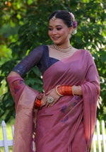 Thumbnail for Jyoti Fashion Women's Pink Soft Muga Cotton Resham Jamdani Weaving Traditional Saree with Blouse - Distacart