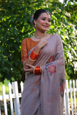 Thumbnail for Jyoti Fashion Women's Grey Soft Muga Cotton Resham Jamdani Weaving Traditional Saree with Blouse - Distacart