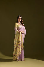 Thumbnail for Jyoti Fashion Women's Purple Soft Muga Cotton Resham Zari Weaving Traditional Saree with Blouse - Distacart