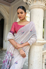 Thumbnail for Jyoti Fashion Women's Navy Blue Soft Muga Cotton Floral Weaving Traditional Saree with Blouse - Distacart