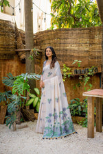 Thumbnail for Jyoti Fashion Women's Navy Blue Soft Muga Cotton Floral Weaving Traditional Saree with Blouse - Distacart