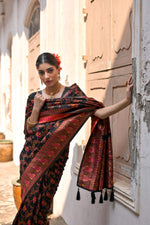 Thumbnail for Jyoti Fashion Women's Black Soft Pashmina Silk Meena Zari Woven Saree with Blouse - Distacart