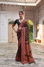 Thumbnail for Jyoti Fashion Women's Black Soft Pashmina Silk Meena Zari Woven Saree with Blouse - Distacart