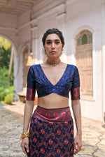 Thumbnail for Jyoti Fashion Women's Navy Blue Soft Pashmina Silk Meena Zari Woven Saree with Blouse - Distacart