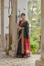 Thumbnail for Jyoti Fashion Women's Black Soft Raw Silk Zari Woven Saree with Blouse - Distacart