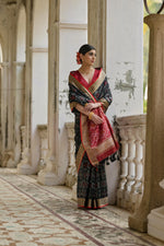 Thumbnail for Jyoti Fashion Women's Black Soft Raw Silk Zari Woven Saree with Blouse - Distacart