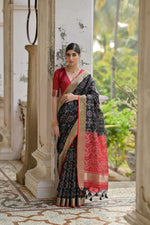 Thumbnail for Jyoti Fashion Women's Black Soft Raw Silk Zari Woven Saree with Blouse - Distacart