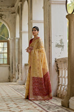 Thumbnail for Jyoti Fashion Women's Cream Soft Raw Silk Zari Woven Saree with Blouse - Distacart