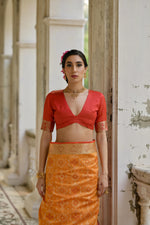 Thumbnail for Jyoti Fashion Women's Orange Soft Raw Silk Zari Woven Saree with Blouse - Distacart