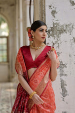 Thumbnail for Jyoti Fashion Women's Coral Soft Raw Silk Zari Woven Saree with Blouse - Distacart