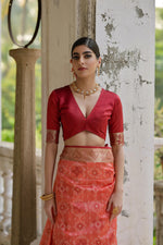 Thumbnail for Jyoti Fashion Women's Coral Soft Raw Silk Zari Woven Saree with Blouse - Distacart