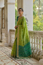 Thumbnail for Jyoti Fashion Women's Green Soft Raw Silk Zari Woven Saree with Blouse - Distacart
