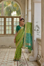 Thumbnail for Jyoti Fashion Women's Green Soft Raw Silk Zari Woven Saree with Blouse - Distacart
