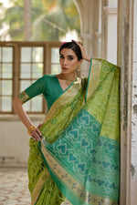 Thumbnail for Jyoti Fashion Women's Green Soft Raw Silk Zari Woven Saree with Blouse - Distacart