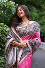 Thumbnail for Jyoti Fashion Women's Pink Soft Tussar Silk Madhubani Printed Saree with Blouse - Distacart