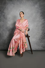 Thumbnail for Jyoti Fashion Women's Pink Soft Tussar Silk Floral Printed Saree with Blouse - Distacart