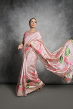 Thumbnail for Jyoti Fashion Women's Peach Soft Tussar Silk Floral Printed Saree with Blouse - Distacart