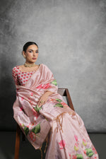 Thumbnail for Jyoti Fashion Women's Peach Soft Tussar Silk Floral Printed Saree with Blouse - Distacart